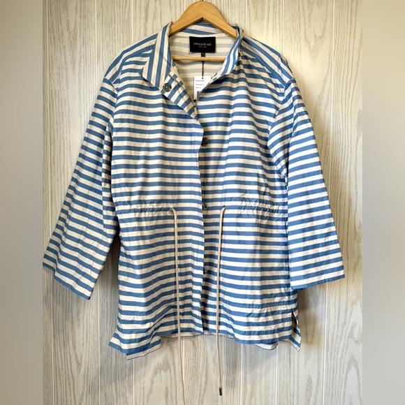 Lafayette 148 New York Jayna Striped Drawstring Jacket Multi Size XL NWT - Picture 6 of 8
